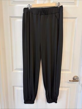 Black Wide Leg High Slit Harem Pants- NWOT